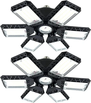 2-Pack LED Garage Lights, 160W 16000LM 6500K Garage Lights Ceiling Led Bulb with 6+1 Adjustable Panels, LED Shop Light for Basement Workshop Attic 2-Pack LED Garage Lights, 160W 16000LM 6500K Garage Lights Ceiling Led Bulb with 6+1 Adjustable Panels, LED Shop Light for Basement Workshop Attic