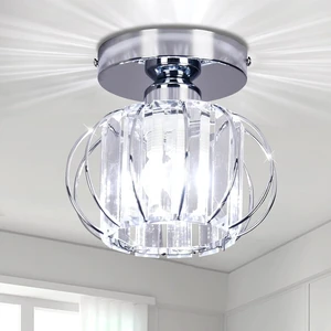 FRIXCHUR Chrome Small Crystal Chandelier, Flush Mount E26 Ceiling Light FRIXCHUR Chrome Small Crystal Chandelier, Flush Mount E26 Ceiling Light