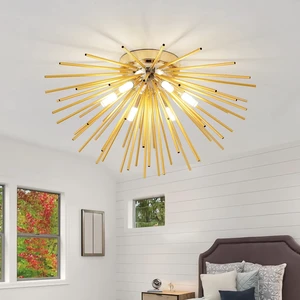 Sputnik Flush Mount Ceiling Light Fixture, 6-Light Gold Firework Ceiling Lights, 19.6" Modern Chandeliers Close to Ceiling Lamp for Bedroom Kitchen Hallway Entryway, G9 Socket Sputnik Flush Mount Ceiling Light Fixture, 6-Light Gold Firework Ceiling Lights, 19.6" Modern Chandeliers Close to Ceiling Lamp for Bedroom Kitchen Hallway Entryway, G9 Socket