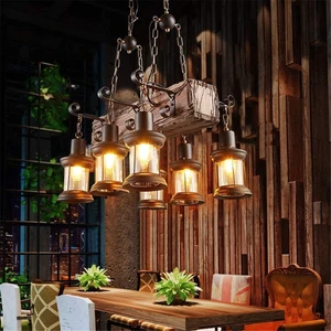 Farmhouse Lighting Industrial Rustic Wood Beam Linear Island Pendant Light Chandelier Lighting Hanging Ceiling Fixture 6-Light Farmhouse Lighting Industrial Rustic Wood Beam Linear Island Pendant Light Chandelier Lighting Hanging Ceiling Fixture 6-Light