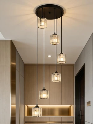 Long Chandeliers for High Ceilings,Modern Crystal Pendant Light,Raindrop Drop Lamp,Hanging Flush Mount Lighting Fixtures for Spiral Staircase,Foyer,Entryway,Living Room,Black (6 Lights) Long Chandeliers for High Ceilings,Modern Crystal Pendant Light,Raindrop Drop Lamp,Hanging Flush Mount Lighting Fixtures for Spiral Staircase,Foyer,Entryway,Living Room,Black (6 Lights)