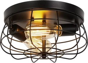 foucasal Black Farmhouse Metal Cage Ceiling Light 10" foucasal Black Farmhouse Metal Cage Ceiling Light 10"