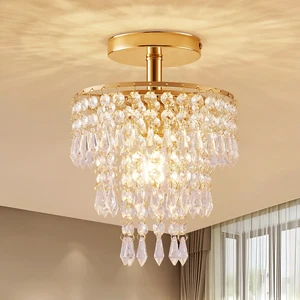 Modern Mini Crystal Chandelier, 3Tier Raindrop Design Small Light Fixture. Modern Mini Crystal Chandelier, 3Tier Raindrop Design Small Light Fixture.