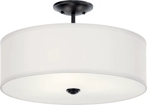 Kichler Shailene 18.25" 3-Light Semi-Flush Mount Light, Black Kichler Shailene 18.25" 3-Light Semi-Flush Mount Light, Black
