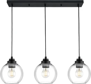 8-Inch Black Kitchen Island Light,Clear Globe Glass,3-Light,BK-3S 8-Inch Black Kitchen Island Light,Clear Globe Glass,3-Light,BK-3S