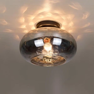 Matte Black Semi Flush Mount Ceiling Fixture 11" Hammered Glass Shade Modern Close to Ceiling Lighting 1-Light Art Lampshade for Hallway Foyer Bedroom Matte Black Semi Flush Mount Ceiling Fixture 11" Hammered Glass Shade Modern Close to Ceiling Lighting 1-Light Art Lampshade for Hallway Foyer Bedroom