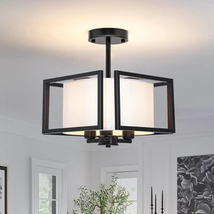 FRIDEKO HOME Flush Mount Ceiling Light Fixture - 3-Light Modern Semi Flush Mount Ceiling Light with Fabric Shade Black Metal Frame Drum Ceiling Lights for Bedroom Hallway Kitchen Living Room Entryway FRIDEKO HOME Flush Mount Ceiling Light Fixture - 3-Light Modern Semi Flush Mount Ceiling Light with Fabric Shade Black Metal Frame Drum Ceiling Lights for Bedroom Hallway Kitchen Living Room Entryway