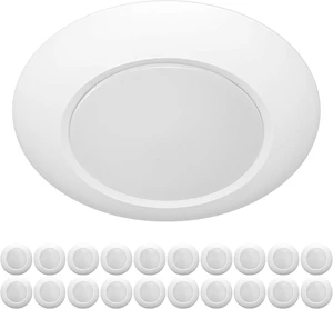 ZAGO 20 Packs 6 Inch LED Disk Light Surface Mount Low Profile Recessed Retrofit Ceiling Fixture for J Box, Dimmable, 15W=75W, 980LM, 5000K Daylight White, CRI>80, ETL Listed, Wet Location ZAGO 20 Packs 6 Inch LED Disk Light Surface Mount Low Profile Recessed Retrofit Ceiling Fixture for J Box, Dimmable, 15W=75W, 980LM, 5000K Daylight White, CRI>80, ETL Listed, Wet Location