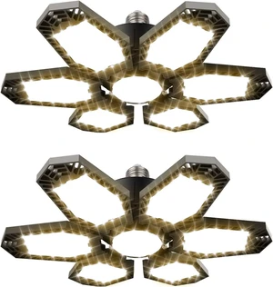 TANBABY 2 Pack Warm Garage Lights, Deformable Ceiling Light, 12000LM 3000K TANBABY 2 Pack Warm Garage Lights, Deformable Ceiling Light, 12000LM 3000K