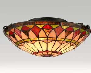 EUL Vintage Tiffany Style Mission Semi Flush Mount Ceiling Light 15.7" Antique Art Colorful Glass Shade 3 Lights EUL Vintage Tiffany Style Mission Semi Flush Mount Ceiling Light 15.7" Antique Art Colorful Glass Shade 3 Lights