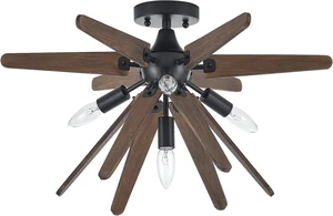 4-Light Sputnik Semi Flush Mount Light Black, Wood Hallway Lights, Farmhouse Light Fixture for Kitchen, Rustic Close to Ceiling Light Fixture for Entryway Laundry Nursery Bedroom 4-Light Sputnik Semi Flush Mount Light Black, Wood Hallway Lights, Farmhouse Light Fixture for Kitchen, Rustic Close to Ceiling Light Fixture for Entryway Laundry Nursery Bedroom