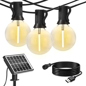 SUNTHIN 50ft Solar String Lights, USB Rechargeable Solar Outdoor Lights with 24 Waterproof & Shatterproof G40 LED Bulbs for Patio, Porch, Garden, Deck, Bistro, Cafe, Camping SUNTHIN 50ft Solar String Lights, USB Rechargeable Solar Outdoor Lights with 24 Waterproof & Shatterproof G40 LED Bulbs for Patio, Porch, Garden, Deck, Bistro, Cafe, Camping