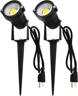 GSS6005 Outdoor Plug-in LED Spotlight 5W 450LM Warm White 3000K, IP65 Waterproof Landscape Spotlight with Ground Stake, Metal, 3ft Cord, 120V (Pack of 2) GSS6005 Outdoor Plug-in LED Spotlight 5W 450LM Warm White 3000K, IP65 Waterproof Landscape Spotlight with Ground Stake, Metal, 3ft Cord, 120V (Pack of 2)