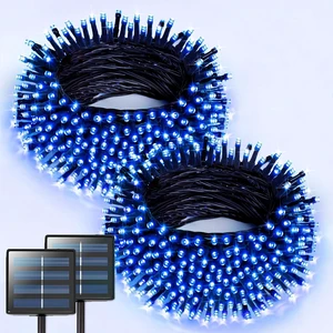 JMEXSUSS 2 Pack Solar String Lights Outdoor, Total 400 LED 151FT, Blue JMEXSUSS 2 Pack Solar String Lights Outdoor, Total 400 LED 151FT, Blue