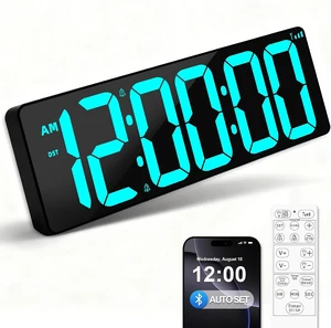 17.2" Bluetooth Digital Wall Clock with Seconds, Large Countdown Timer for Classroom Home Gym Kitchen Office, Alarm Clock with Remote Control, 4 Dimmable Brightness, Auto DST (Ice Blue) 17.2" Bluetooth Digital Wall Clock with Seconds, Large Countdown Timer for Classroom Home Gym Kitchen Office, Alarm Clock with Remote Control, 4 Dimmable Brightness, Auto DST (Ice Blue)