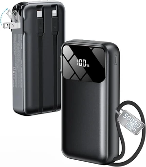 Portable Charger 50000mAh, Power Bank with Built-in Cables & Wall Plug Portable Charger 50000mAh, Power Bank with Built-in Cables & Wall Plug