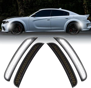 Side Marker Lights for Charger 2015-2023, Front & Rear Fender Light for Charger SXT, for Scatpack, for SRT Hellcat, LED White Parking Light, Bumper Marker Lamps, Smoked Len, 4PCS Side Marker Lights for Charger 2015-2023, Front & Rear Fender Light for Charger SXT, for Scatpack, for SRT Hellcat, LED White Parking Light, Bumper Marker Lamps, Smoked Len, 4PCS