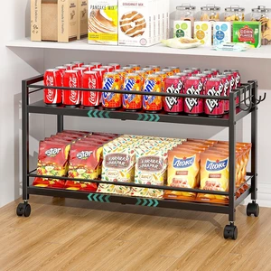 2-Tier Expandable Rolling Pantry Cart with Wheels, Adjustable Floor Organizer for Kitchen Pantry, Can Organizer for Pantry, Storage Cart for Snack, Food, Vegetables, Black, Patent Pending 2-Tier Expandable Rolling Pantry Cart with Wheels, Adjustable Floor Organizer for Kitchen Pantry, Can Organizer for Pantry, Storage Cart for Snack, Food, Vegetables, Black, Patent Pending