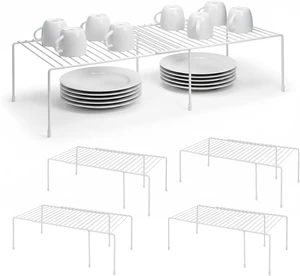 4-Pack Expandable Medium (13.4-25.1x9inch) Kitchen Organizer Rack, Kitchen Shelves for Spice Organization for Cabinet, Pantry Organizers and Storage, Spice Rack, Desk Organizer, White 4-Pack Expandable Medium (13.4-25.1x9inch) Kitchen Organizer Rack, Kitchen Shelves for Spice Organization for Cabinet, Pantry Organizers and Storage, Spice Rack, Desk Organizer, White