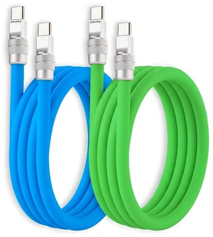 240W Silicone USB C to C Cable, 2 Pack, Blue+Green, 3.3FT 240W Silicone USB C to C Cable, 2 Pack, Blue+Green, 3.3FT
