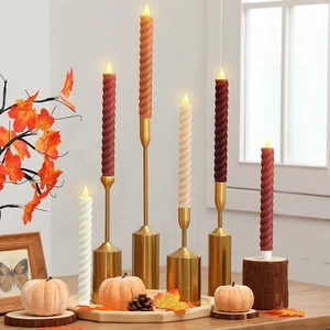 6 Pcs Fall Flameless Taper Candles, 9.65 Inch Led, Mixcolor 6 Pcs Fall Flameless Taper Candles, 9.65 Inch Led, Mixcolor
