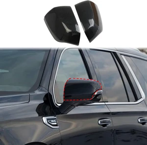 Carbon Fiber Side Door Mirror Cover Molding Trim for GMC Yukon/Yukon XL for Chevrolet Tahoe Suburban 2021-2026 Carbon Fiber Side Door Mirror Cover Molding Trim for GMC Yukon/Yukon XL for Chevrolet Tahoe Suburban 2021-2026