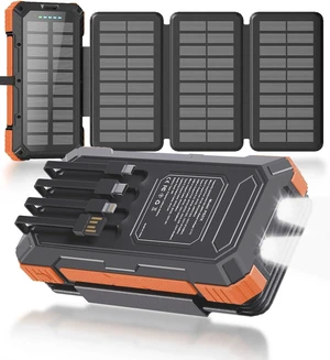 Solar Charger Power Bank 20000mAh with 4 Built-in Cables, 22.5W Fast Portable Phone Charger, External Battery Pack with USB-C in/Output & Flashlight for Outdoor Camping Solar Charger Power Bank 20000mAh with 4 Built-in Cables, 22.5W Fast Portable Phone Charger, External Battery Pack with USB-C in/Output & Flashlight for Outdoor Camping