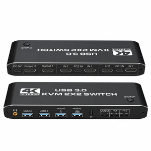 4K@60Hz KVM Switch 2 Monitors 2 Computers, HDMI 2.0 Dual Monitor KVM Switch, USB 3.0, USB-C, L/R Audio, 1080P@144Hz, HDCP 2.2, for PC Laptop PS4 Xbox, Keyboard Mouse Sharing 4K@60Hz KVM Switch 2 Monitors 2 Computers, HDMI 2.0 Dual Monitor KVM Switch, USB 3.0, USB-C, L/R Audio, 1080P@144Hz, HDCP 2.2, for PC Laptop PS4 Xbox, Keyboard Mouse Sharing
