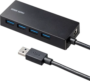 Sanwa Supply USB-3HTV433BK USB 3.2 Gen1 4-Port Hub for HDD Connection, Black Sanwa Supply USB-3HTV433BK USB 3.2 Gen1 4-Port Hub for HDD Connection, Black