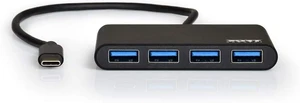 Port Designs Type C Hub with 4 USB 3.0 Ports for High-Speed Data Transfer - Silver Port Designs Type C Hub with 4 USB 3.0 Ports for High-Speed Data Transfer - Silver