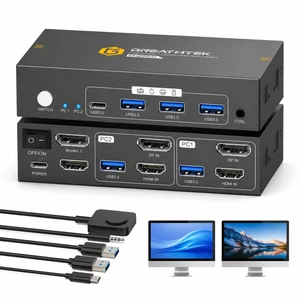 GREATHTEK 8K@60HZ HDMI Displayport KVM Switch 2 Monitors 2 Computers GREATHTEK 8K@60HZ HDMI Displayport KVM Switch 2 Monitors 2 Computers