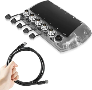 5 Port Ethernet Switch & 5 Foot Ethernet Cable Kit, Replace for Humminbird 411850-1 AS ETH 5PGL, 720073-6 AS EC 5E, for APEX SOLIX Helix G4N G3N Fish Finder, Multi-Device Networking w/LED Indicators 5 Port Ethernet Switch & 5 Foot Ethernet Cable Kit, Replace for Humminbird 411850-1 AS ETH 5PGL, 720073-6 AS EC 5E, for APEX SOLIX Helix G4N G3N Fish Finder, Multi-Device Networking w/LED Indicators