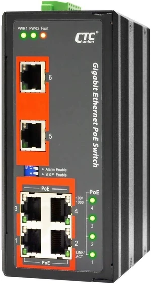 IGS-600-4PHE24-6 Ports Gigabit Ethernet Industrial Switch with 4 PoE 30W Ports, DIN, Extended Temp Range IGS-600-4PHE24-6 Ports Gigabit Ethernet Industrial Switch with 4 PoE 30W Ports, DIN, Extended Temp Range
