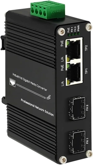 Industrial Din Rail Switch Gigabit Ethernet Industrial 2 Ports Gigabit (PoE) Media Converter with 2 SFP Din Rail SFP to Fiber Ethernet Switch Aluminium Case IP40(PoE Type) Industrial Din Rail Switch Gigabit Ethernet Industrial 2 Ports Gigabit (PoE) Media Converter with 2 SFP Din Rail SFP to Fiber Ethernet Switch Aluminium Case IP40(PoE Type)