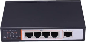 Business Ethernet switches Unmanaged 4 Port Gigabit PoE Switch with One 1000M Uplink Port Business Ethernet switches Unmanaged 4 Port Gigabit PoE Switch with One 1000M Uplink Port
