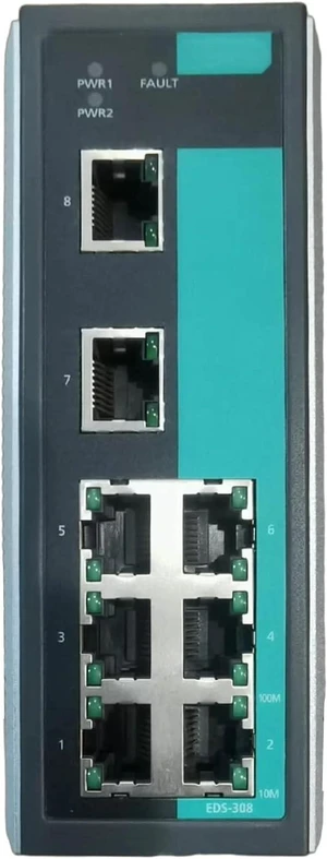 1 pcs EDS-308 8-Port Unmanaged Industrial Ethernet Switch, 10/100BaseT(X), Redundant Dual DC 12-48VDC Input, Relay Output Alarm, DIN-Rail Mount, -10 to 60°C in Box with Warranty 1 pcs EDS-308 8-Port Unmanaged Industrial Ethernet Switch, 10/100BaseT(X), Redundant Dual DC 12-48VDC Input, Relay Output Alarm, DIN-Rail Mount, -10 to 60°C in Box with Warranty