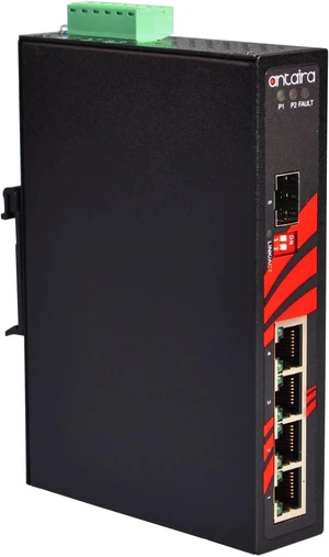 Antaira LNX-0501G-SFP-T Industrial-Grade 5-Port Unmanaged Gigabit Ethernet Switch, 1 SFP Slot, DIN-Rail Mount, -40 to 75°C Operating Temperature, Redundant 12 to 48 VDC Power Input Antaira LNX-0501G-SFP-T Industrial-Grade 5-Port Unmanaged Gigabit Ethernet Switch, 1 SFP Slot, DIN-Rail Mount, -40 to 75°C Operating Temperature, Redundant 12 to 48 VDC Power Input