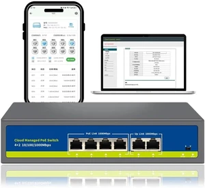 4/8 Port Cloud Managed 1000Mbps PoE Switch,Support Web/App Smart Managed,Remote Control 4/8 Port Cloud Managed 1000Mbps PoE Switch,Support Web/App Smart Managed,Remote Control