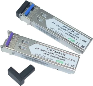 Single Core 1000BASE-BX 1.25G 1310nm/1490nm 20km DOM SFP LC(1pair LC) Single Core 1000BASE-BX 1.25G 1310nm/1490nm 20km DOM SFP LC(1pair LC)