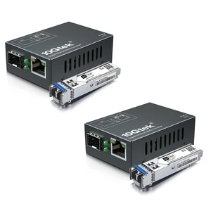 A Pair of Mini Size Gigabit Fiber to Ethernet Media Converter,Single Mode Dual LC to RJ45, 10/100/1000Base-Tx to 1000Base-LX, with 1310nm SFP Module, 20km Range A Pair of Mini Size Gigabit Fiber to Ethernet Media Converter,Single Mode Dual LC to RJ45, 10/100/1000Base-Tx to 1000Base-LX, with 1310nm SFP Module, 20km Range