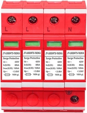 1PCS 4P Three-Phase Power Module First-Level Arrester 380V Surge Protector 20/40/60/80/100KA(160KA) 1PCS 4P Three-Phase Power Module First-Level Arrester 380V Surge Protector 20/40/60/80/100KA(160KA)