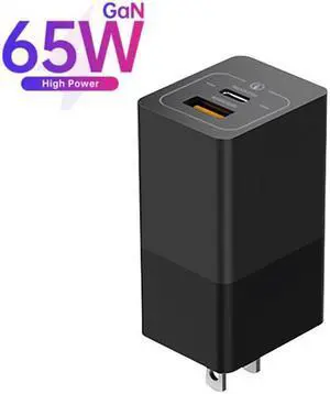 USB C Charger,  65W 2 Port Foldable USB C Wall Charger, Fast USB C Charger Block for iPhone 12/12 Mini/12 Pro/12 Pro Max/SE/11/XR/XS, Samsung, MacBook Pro/Air, iPad, Laptops, Black