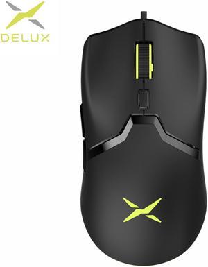 Delux M800 RGB Wired Gaming Mouse 12400-16000 DPI 58g Lightweight Ergonomic 1000Hz Mice with Soft rope Cable For Computer Gamer