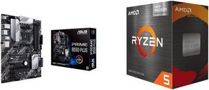 ASUS PRIME B550PLUS AM4 ATX AMD Motherboard and AMD Ryzen 5 5600G  Ryzen 5 5000 GSeries Cezanne Zen 3 6Core 39 GHz Socket AM4 65W AMD Radeon Graphics Desktop Processor  100100000252BOX
