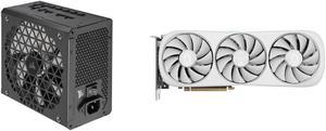 CORSAIR RMx Shift Series RM850x Shift Fully Modular 80PLUS Gold ATX Power Supply and ZOTAC GAMING GeForce RTX 4080 SUPER Trinity OC White Edition DLSS 3 16GB GDDR6X 256-bit 23 Gbps PCIE 4.0 Gaming Graphics Card IceStorm 2.0 Advanced Cooling