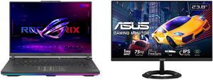 ASUS ROG Strix G16 (2023) Gaming Laptop 16" Nebula Display 16:10 QHD 240Hz GeForce RTX 4070 Intel Core i9-13980HX 32GB DDR5 1TB PCIe SSD Wi-Fi 6E Windows 11 Pro G614JI-XS96 and ASUS 24" (23.8" Viewable) VZ249QG1R Full HD IPS 75Hz 1ms Extrem