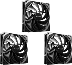 3 x Pure Wings 3 | 140mm PWM Case Fan | High Performance Cooling Fan | Compatible with Desktop | Low minimum rpm | Low Noise | Black | BL108