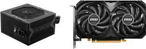 MSI MAG A750BN PCIE5 750W 80 PLUS BRONZE Certified Power Supply and MSI Ventus GeForce RTX 4060 Video Card RTX 4060 VENTUS 2X BLACK 8G OC