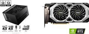 MSI - MPG A850G PCIE 5.0 80 GOLD Full Modular Gaming PSU 12VHPWR Cable 4080 4070 ATX 3.0 Compatible 850W Power Supply and MSI Ventus GeForce RTX 2060 Video Card RTX 2060 VENTUS GP 12G OC