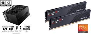 MSI - MPG A850G PCIE 5.0 80 GOLD Full Modular Gaming PSU 12VHPWR Cable 4080 4070 ATX 3.0 Compatible 850W Power Supply and G.SKILL Flare X5 32GB (2 x 16GB) 288-Pin PC RAM DDR5 6000 (PC5 48000) Desktop Memory Model F5-6000J3038F16GX2-FX5